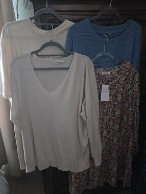Fall Bundle Of Clothes Fall Tee 2X-3X 2 Sweaters 2X and One Dress XL